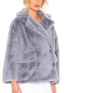 Free People Kate Faux Fur Double Breasted Jacket Blazer Women’s Sz XS